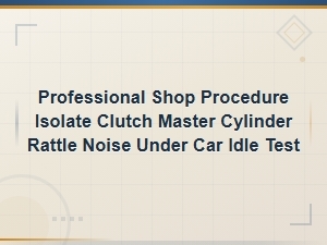 Isolating Clutch Master Cylinder Rattle at Idle